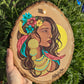Aztec Goddess Acrylic Painting on Wood Slice